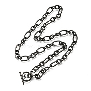 Unisex 304 Stainless Steel Figaro Chain Necklaces, with Toggle Clasps, Electrophoresis Black, 20.47 inch(52cm)(NJEW-H215-03EB)