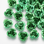 Aluminum Beads, 3-Petal Flower, Medium Sea Green, 8.5~9x4.5mm, Hole: 1mm, about 950pcs/bag(FALUM-T001-01B-03)