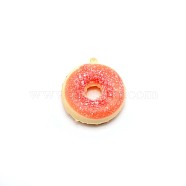 PU Imitation Doughnut Pendant Decorations, Artificial Donuts Fake Cake Dessert Model, Tomato, 52~54x46~48x19mm, Hole: 2mm(FIND-WH0094-68A)