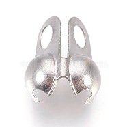 304 Stainless Steel Bead Tips, Calotte Ends, Clamshell Knot Cover, Stainless Steel Color, 9.5x6mm, Hole: 2mm, Inner Diameter: 4mm(STAS-WH0010-01P-4mm)