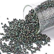 TOHO Round Seed Beads, Japanese Seed Beads, (707) Matte Color Iris Peridot, 15/0, 1.5mm, Hole: 0.7mm, about 3000pcs/bottle, 10g/bottle(SEED-JPTR15-0707)
