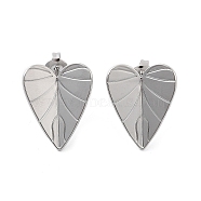 Non-Tarnish 304 Stainless Steel Stud Earrings, Heart, Stainless Steel Color, 20x16mm(EJEW-P258-39P)