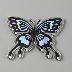 Printed Acrylic Pendants, Butterfly Charm, Black, 31.5x40x2mm, Hole: 2mm(OACR-WH0028-22H)