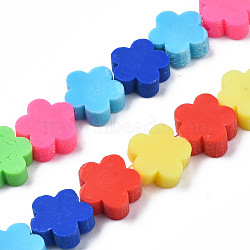 Handmade Polymer Clay Bead Strands, Flower, Colorful, 9~10x9~10x4~4.5mm, Hole: 1.6mm, about 36~40pcs/strand, 13.58 inch~14.57 inch(34.5~37cm)(CLAY-N011-023-01A)