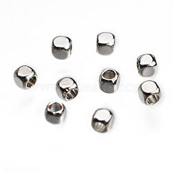 Rack Plating Brass Spacer Beads, Long-Lasting Plated, Cube, Real 18K Platinum Plated, 1.8x1.8x1.8mm, Hole: 1.2mm(KK-F801-11-P)
