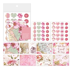 Stationery Paper & Envelopes, with Sticker, Rectangle, Pink, 160x146x70mm, 42pcs/set(PW-WG81095-02)