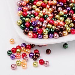 Fall Mix Pearlized Glass Pearl Beads, Mixed Color, 4mm, Hole: 1mm, about 400pcs/bag(HY-X006-4mm-06)
