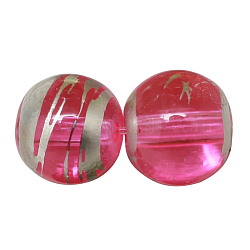 Baking Painted Drawbench Transparent Glass Bead Strands, Round, Hot Pink, 6~6.5x5.5~6mm, Hole: 1mm, about 140pcs/strand, 31.4 inch(DGLA-S110-6mm-CD78)