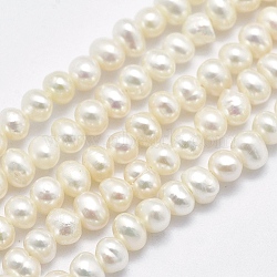 Natural Cultured Freshwater Pearl Beads Strands, Potato, Beige, 3~4mm, Hole: 0.8mm, about 128pcs/strand, 15.3 inch(39cm)(PEAR-F007-62-01)