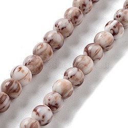 Handmade Lampwork Beads, Round, Camel, 7x6.5mm, Hole: 1.5mm, about 103pcs/strand, 25.71''(65.3cm)(LAMP-Z008-03G)