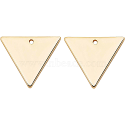 Brass Charms, Triangle, Real 18K Gold Plated, 14x12x1mm, Hole: 0.5mm, 30pcs/box(KK-BC0005-23G)