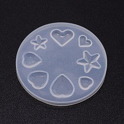 DIY Pendant Food Grade Silicone Molds, for Earring Makings, Resin Casting Pendant Molds, For UV Resin, Epoxy Resin Jewelry Making, Heart & Star, White, 60x6mm, Inner Diameter: 7~14x7.5~15mm(DIY-TAC0013-26)
