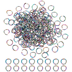 150Pcs Ion Plating(IP) 304 Stainless Steel Jump Rings, Round Ring, Open Jump Rings, Rainbow Color, 20 Gauge, 6x0.8mm, Inner Diameter: 4.4mm(STAS-AR0002-17)