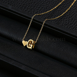 Alloy Letter Heart Pendant Necklaces for Women, Golden, Letter G, 15.75 inch(40cm)(WGBB55E-03)