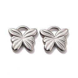 304 Stainless Steel Charms, Butterfly, Stainless Steel Color, 9.5x10x1.5mm, Hole: 2x2mm(STAS-B024-43P-01)