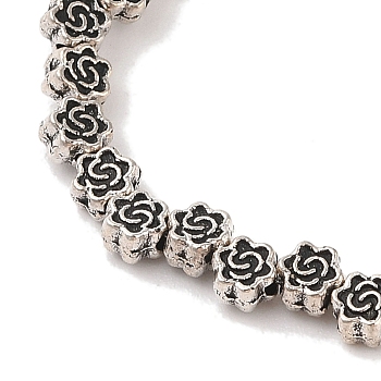 Tibetan Style Flower Alloy Bead Strands, Lead Free & Cadmium Free, Antique Silver, 4.5x3mm, Hole: 1mm, about 45pcs/strand, 8 inch