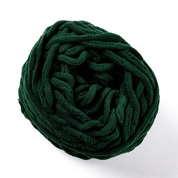 Soft Crocheting Yarn, Thick Knitting Yarn for Scarf, Bag, Cushion Making, Dark Green, 7~8mm, 65.62 yard(60m)/roll