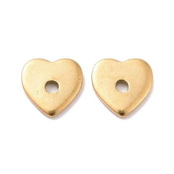 Ion Plating(IP) 304 Stainless Steel Beads, Heart, Golden, 6x6x1mm, Hole: 1mm