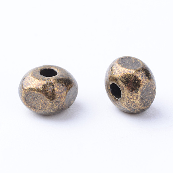 Tibetan Style Alloy Spacer Beads, Cuboid, Cadmium Free & Nickel Free & Lead Free, Antique Bronze, 4.5x4.5x3.5mm, Hole: 1mm