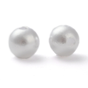 ABS Plastic Imitation Pearl Ball Beads, Round, White, 8mm, Hole: 2mm