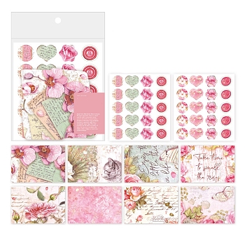 Stationery Paper & Envelopes, with Sticker, Rectangle, Pink, 160x146x70mm, 42pcs/set