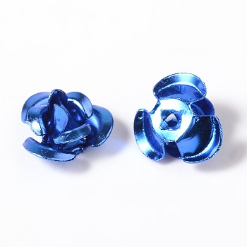Flower Aluminum Beads, Dodger Blue, 7x4mm, Hole: 1mm