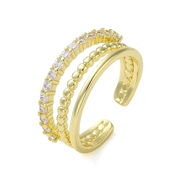 Brass with Cubic Zirconia Rings, Real 18K Gold Plated, Double Layer, Real 18K Gold Plated, Inner Diameter: 18mm
