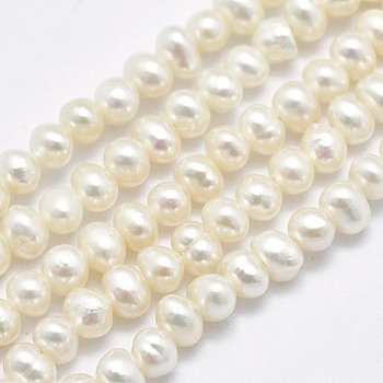 Natural Cultured Freshwater Pearl Beads Strands, Potato, Beige, 3~4mm, Hole: 0.8mm, about 128pcs/strand, 15.3 inch(39cm)