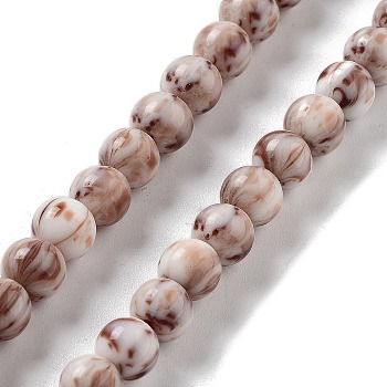 Handmade Lampwork Beads, Round, Camel, 7x6.5mm, Hole: 1.5mm, about 103pcs/strand, 25.71''(65.3cm)