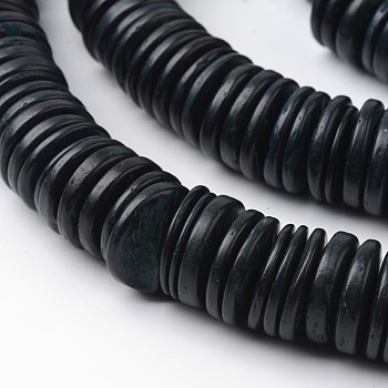 Dyed Natural Coconut Flat Round Bead Strands, Dark Slate Gray, 20x3~5mm, Hole: 3mm, about 106~114pcs/strand, 16.5 inch