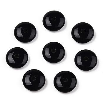 Opaque Acrylic Beads, Flat Round, Black, 10x4mm, Hole: 1.8mm, about 2170pcs/500g