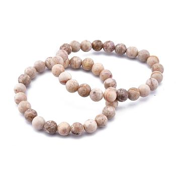 Natural Maifanite/Maifan Stone Bead Stretch Bracelets, Round, 2 inch~2-3/8 inch(5~6cm), Bead: 5.8~6.8mm