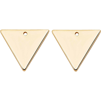 Brass Charms, Triangle, Real 18K Gold Plated, 14x12x1mm, Hole: 0.5mm, 30pcs/box
