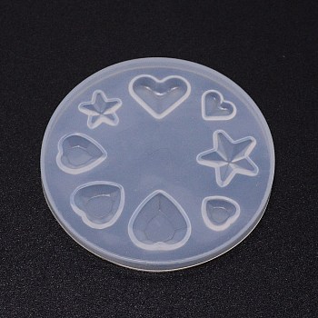 DIY Pendant Food Grade Silicone Molds, for Earring Makings, Resin Casting Pendant Molds, For UV Resin, Epoxy Resin Jewelry Making, Heart & Star, White, 60x6mm, Inner Diameter: 7~14x7.5~15mm