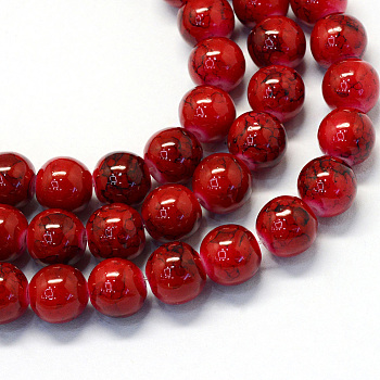 Baking Painted Glass Round Bead Strands, FireBrick, 8.5~9mm, Hole: 1.5mm, about 105pcs/strand, 31.8 inch