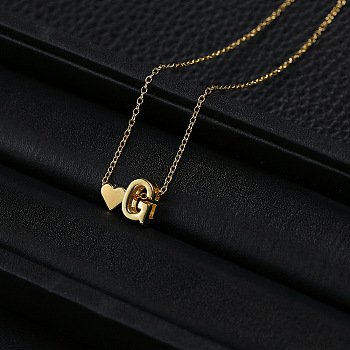 Alloy Letter Heart Pendant Necklaces for Women, Golden, Letter G, 15.75 inch(40cm)