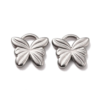 304 Stainless Steel Charms, Butterfly, Stainless Steel Color, 9.5x10x1.5mm, Hole: 2x2mm