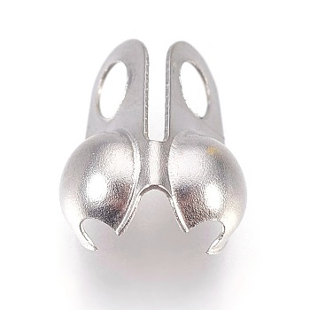 304 Stainless Steel Bead Tips, Calotte Ends, Clamshell Knot Cover, Stainless Steel Color, 9.5x6mm, Hole: 2mm, Inner Diameter: 4mm