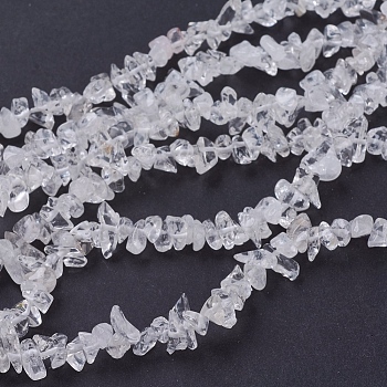 Quartz Crystal Chips Beads Strands, Rock Crystal Beads, Clear, 3~5x3~5mm, Hole: 1mm, 31~32 inch