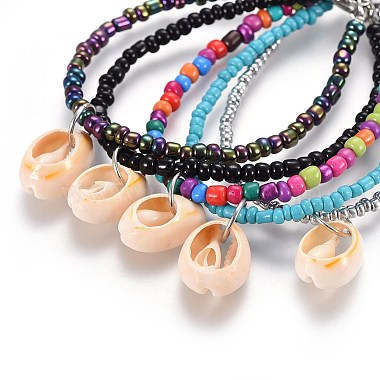 Glass Seed Beads Charm Bracelets(BJEW-JB04148)-3