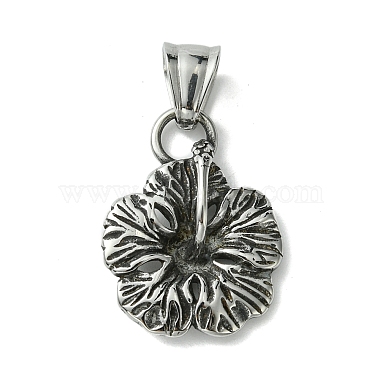 Antique Silver Flower 304 Stainless Steel Pendants