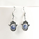 Natural Crystal Stone Hamsa Hand & Round Dangle Earrings(UB8598-8)-1