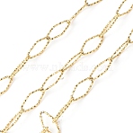 Ion Plating(IP) 304 Stainless Steel Textured Horse Eye Link Chains, Soldered, with Spool, Golden, 15x6.5x1mm, about 16.40 Feet(5m)/Roll(CHS-I020-01B-G)