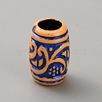 Resin European Beads, Floral Barrel Large Hole Beads, Royal Blue, 15x11mm, Hole: 6mm(RESI-WH20010-19A)