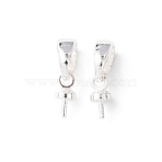 Brass Pendant Bails, Rack Plating, Long-Lasting Plated, Cadmium Free & Lead Free, 925 Sterling Silver Plated, 6.5x2.5mm, Hole: 4.5x2mm(KK-C157-58S)
