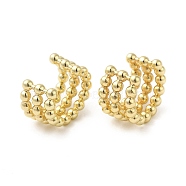 Rack Plating Brass Triple Lines Cuff Earrings, Cadmium Free & Lead Free, Real 18K Gold Plated, 12x14x9mm(EJEW-D073-05G)