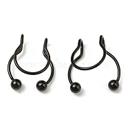 304 Stainless Steel Clip on Nose Rings, Wire Wrap No Piercing Nose Rings, Electrophoresis Black, 15x13x4.5mm(AJEW-P109-01EB)