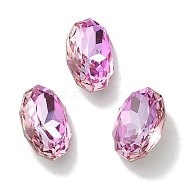 Glass Rhinestone Cabochons, Point Back & Back Plated, Faceted, Oval, Light Rose, 10x6.5x3.5mm(RGLA-G020-02C-D123)