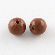 Painted Glass Bead Strands, Baking Paint, Round, Sienna, 12mm, Hole: 1.3~1.6mm, about 66pcs/strand, 31.4 inch(X-DGLA-S071-12mm-B42)
