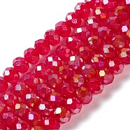 Baking Electroplate Glass Beads Strands, AB Color, Faceted, Round, Fuchsia, 6x5mm, Hole: 1mm, about 83~84pcs/strand, 16.14''(41~41.5cm)(DGLA-A039-J6MM-B21)